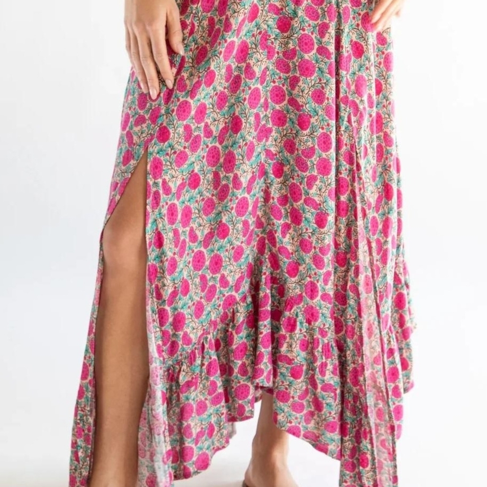 NATURAL LIFE Asymmetrical Pink Floral Skirt